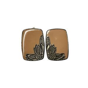 Vintage Edgar Berebi Abstract Enamel With Silver Floral Accents Women’s Earrings